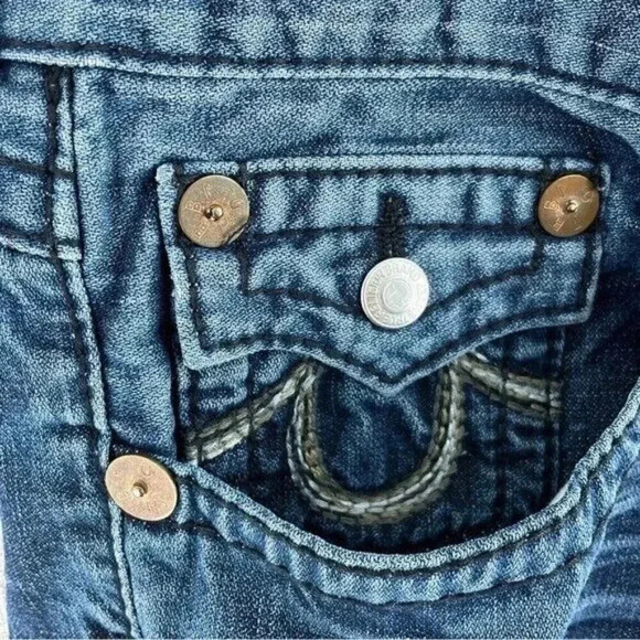 True Religion Mens size 38 rainbow ricky jeans distressed hem 1201 - Picture 9 of 11